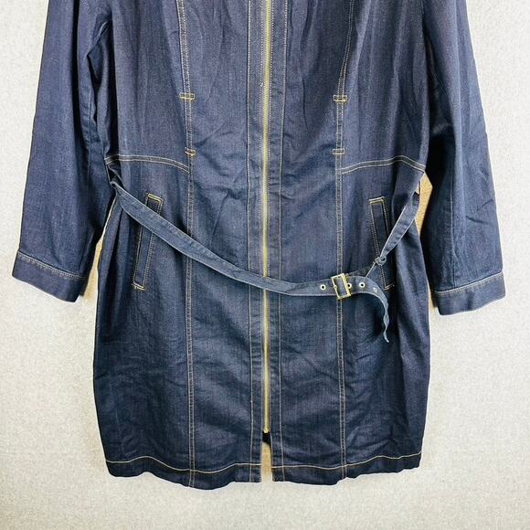 INC International Concepts Womans Sz 24W Dress Zip Denim Blue Stretch Belted NWT - Picture 3 of 9